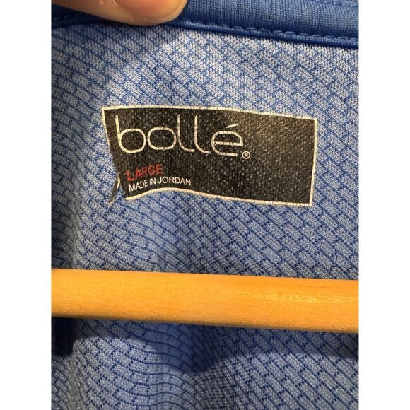 Bollé Blue Polo 100% Polyester Golf Tennis Short Sleeve Shirt Mens Large - Picture 3 of 6